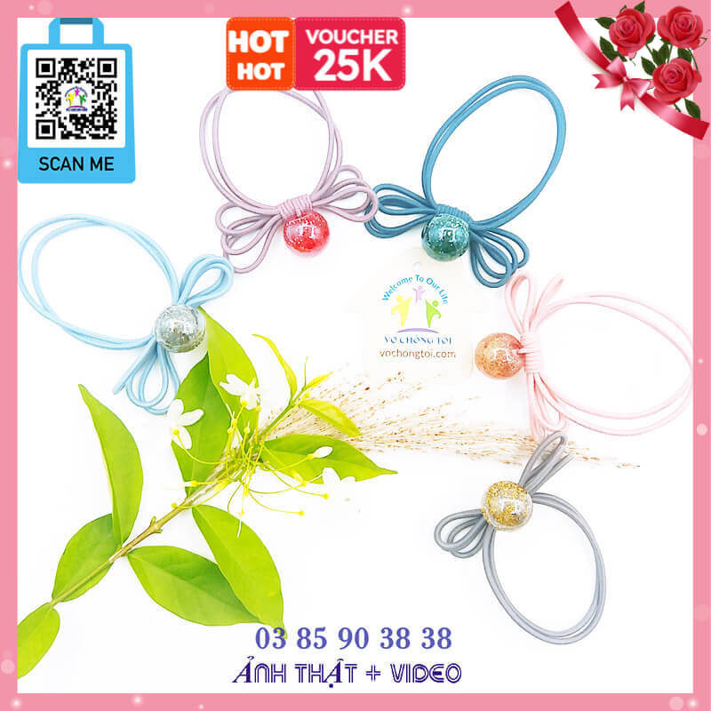 Dây buộc tóc nữ, đồ cột tóc cho bé gái, dây chun phụ kiện nữ Hàn Quốc, dây thun hạt xà cừ - thương hiệu Vợ Chồng Tôi
