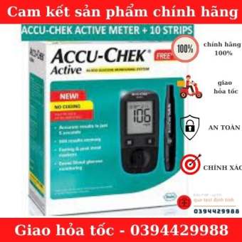 Máy đo đường huyết acu chek active thử tiểu đường tại nhà độ chính xác cao, kèm que thử và kim.