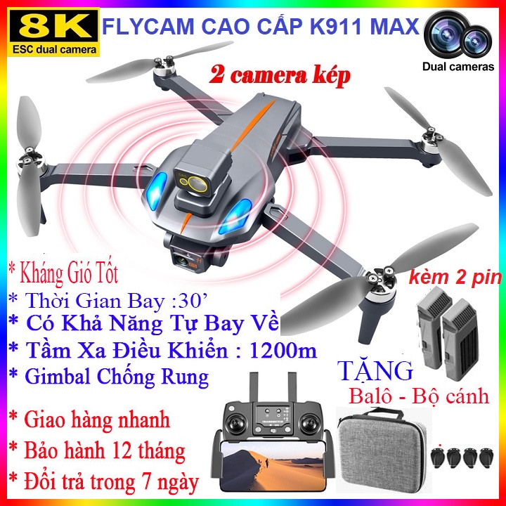 Flycam K911 MAX G.P.S 5G - Máy Bay Không Người Lái Có Camera Kép Chuyên Nghiệp - Máy bay flycam 8k - Fly cam giá rẻ - Phờ lai cam - Play camera Chất hơn f11 pro 4k Mavic 2 Pro l900 pro s70w  xiaomi