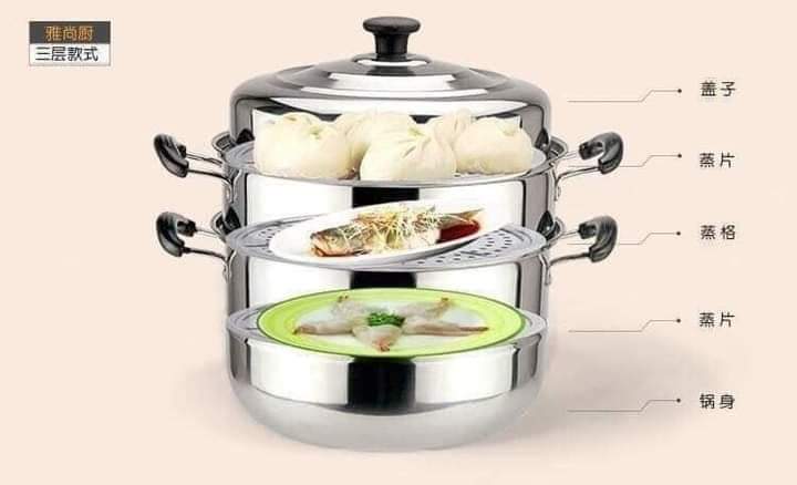 [Freeship] Nồi Hấp 3 Tầng inox