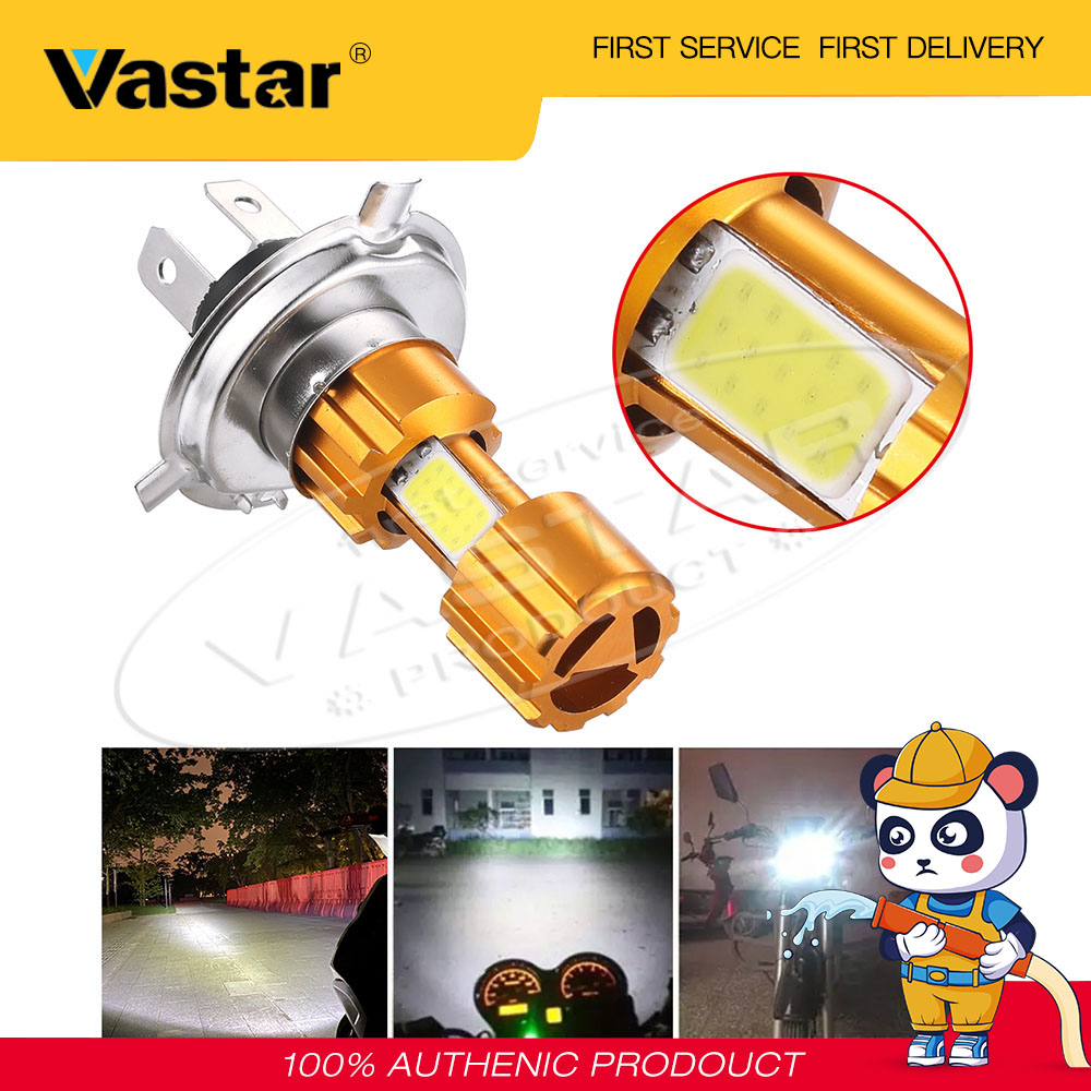 Vastar LED 3 Bóng Đèn Pha Xe Máy COB 6500K Hi/Lo Chùm Sáng Trắng 1200LM 10W