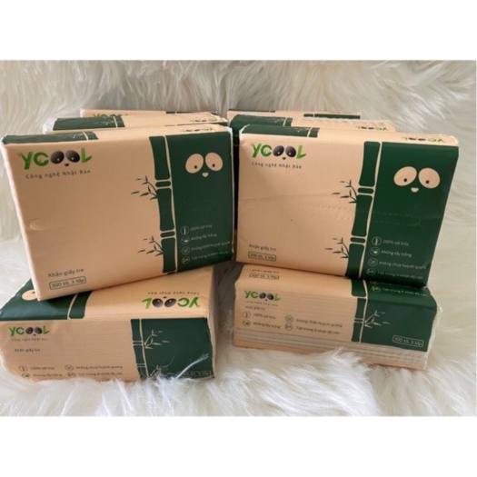 THÙNG 30 GÓI GIẤY ĂN GẤU TRÚC YCOOL KHĂN GIẤY TRE GÓI 300 TỜ 4 LỚP SIÊU DAI, SIÊU MỀM