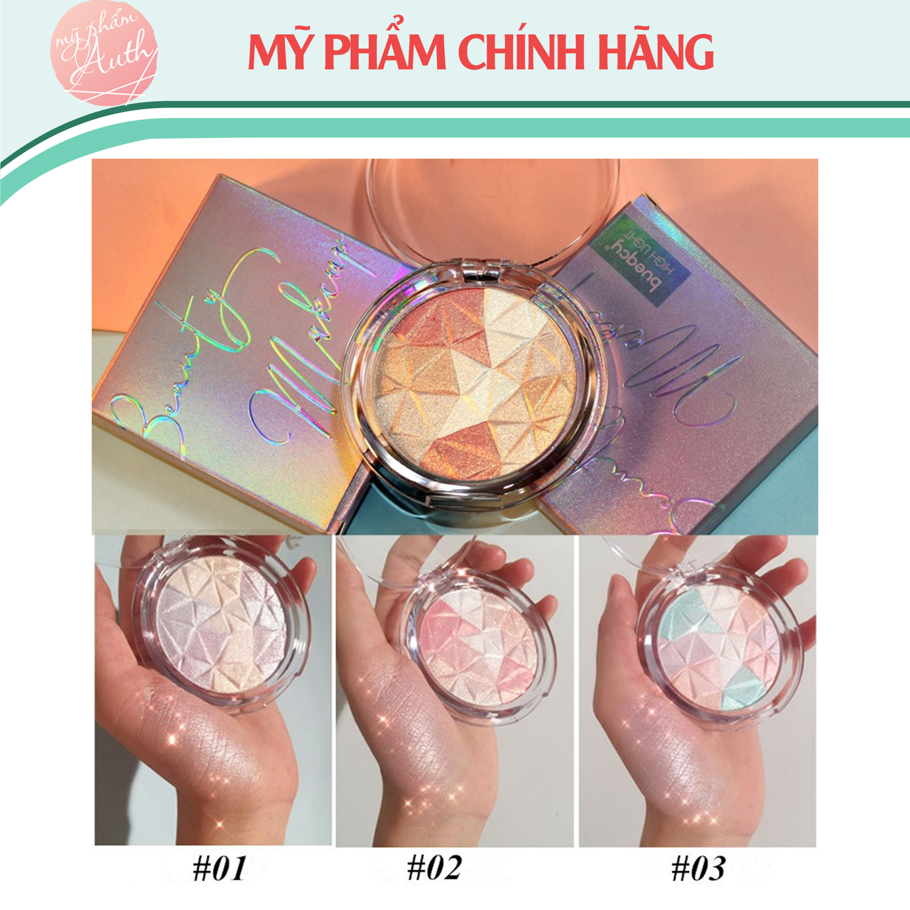 Phấn nhũ lục giác bắt sáng hilight bueqcy hàng nội địa trung