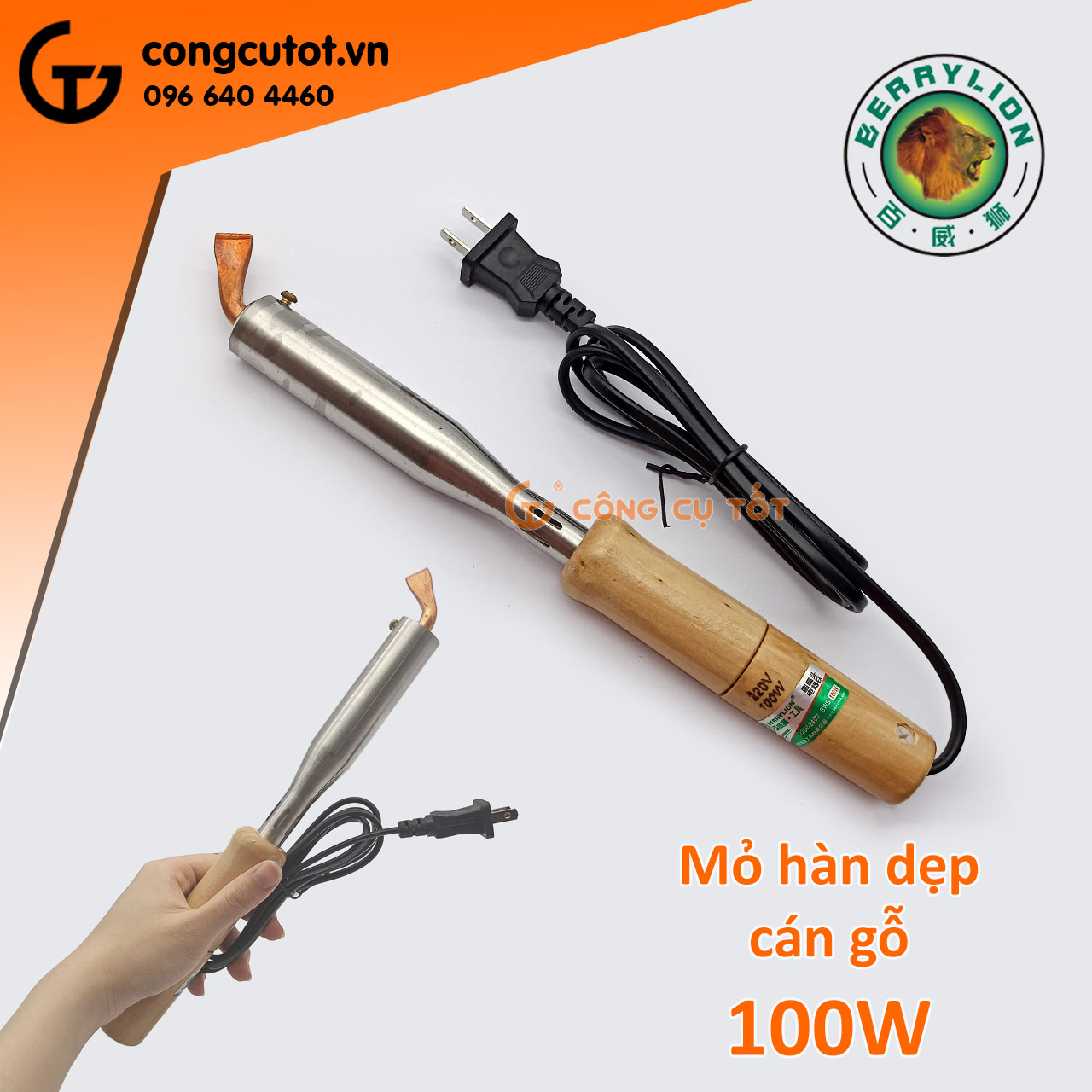Mỏ hàn dẹp cán gỗ Berrylion 75W, 100W, 150W, 200W, 300W