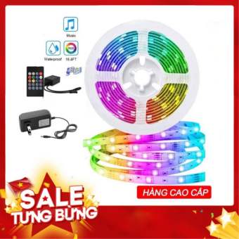 Đèn LED dây dán 5m nhiều màu siêu sáng Đèn LED SMD5050 chính hãng Ánh Sáng Mềm Thay Đổi Màu Sắc Với Bộ Điều Khiển Hồng Ngoại 24 Phím Đèn led dây 5050- siêu sáng - chống nước Cuộn đèn Led dây dán 5m đổi nhiều màu, dải led 7 màu