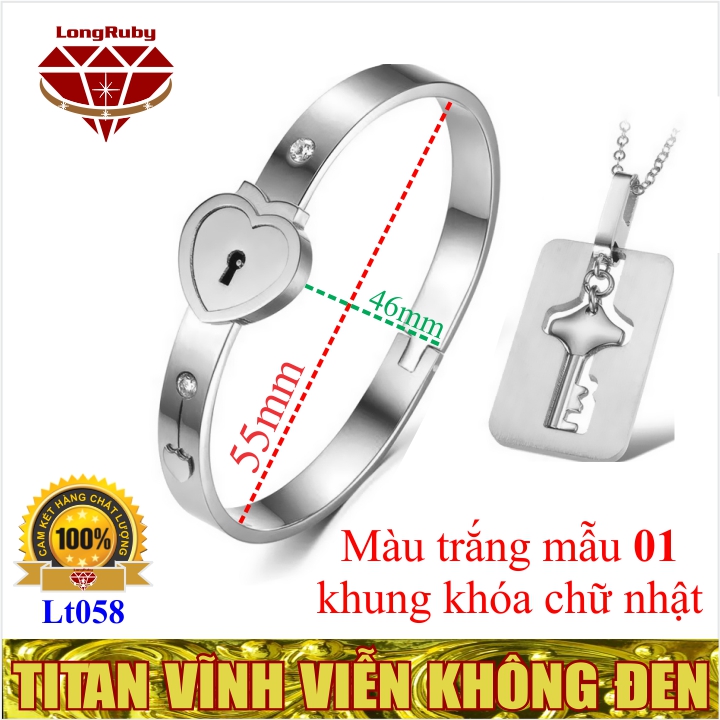 [HCM]Bộ Trang Sức Titan Vòng Tay Ổ Khóa Dây Chuyền Chìa Khóa Màu Trắng Vàng Hồng - Lt058v