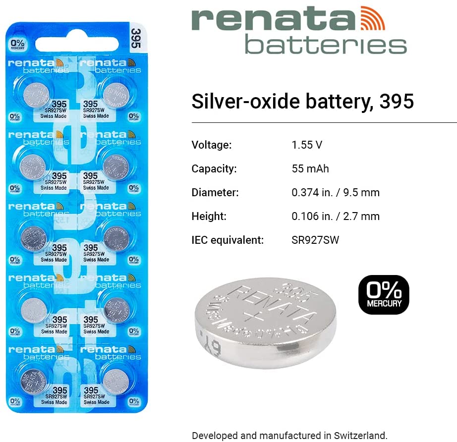 Pin đồng hồ Thụy Sỹ RENATA 395 SR927SW oxit bạc Made in Swiss Dạng vỉ 10