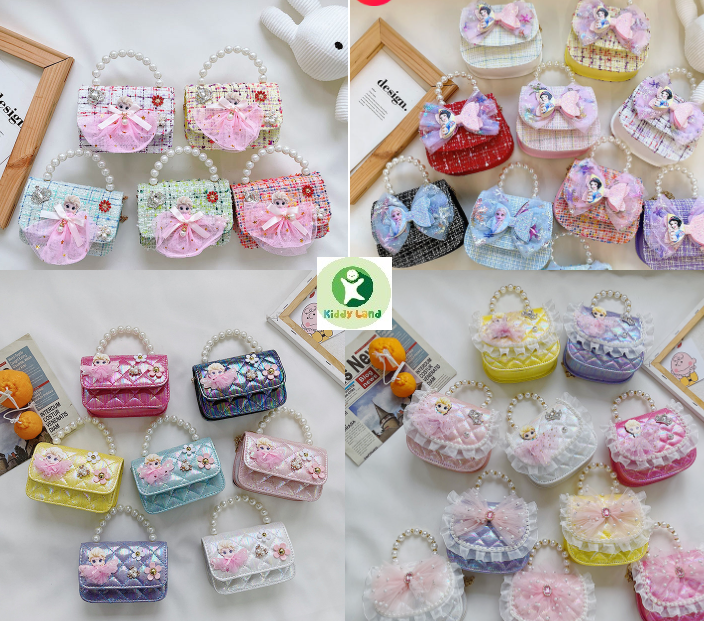 Túi xách mini ELSA, Bạch Tuyết, Túi xách quai ngọc đeo chéo cho bé