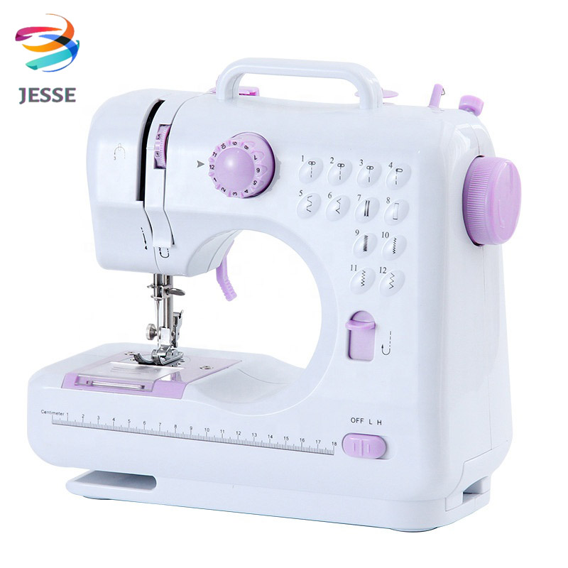 Máy may mini 12 kiểu may jesse - fhsm 505, máy khâu để bàn cao cấp, có vắt sổ, - đầy đủ bộ phụ kiện đi kèm.