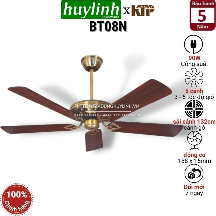 Quạt trần 5 cánh gỗ kim thuận phong ktp bt08n
