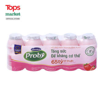 Lốc 5 Chai Sữa Chua Uống Men Sống Probi Vinamilk Hương Dâu 65ML