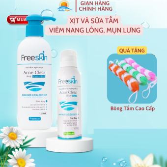 Chai Xịt +Sữa Tắm Viêm Nang Lông, Mụn Lưng Freeskin- Giảm Viêm Nang Lông, Mụn Lưng