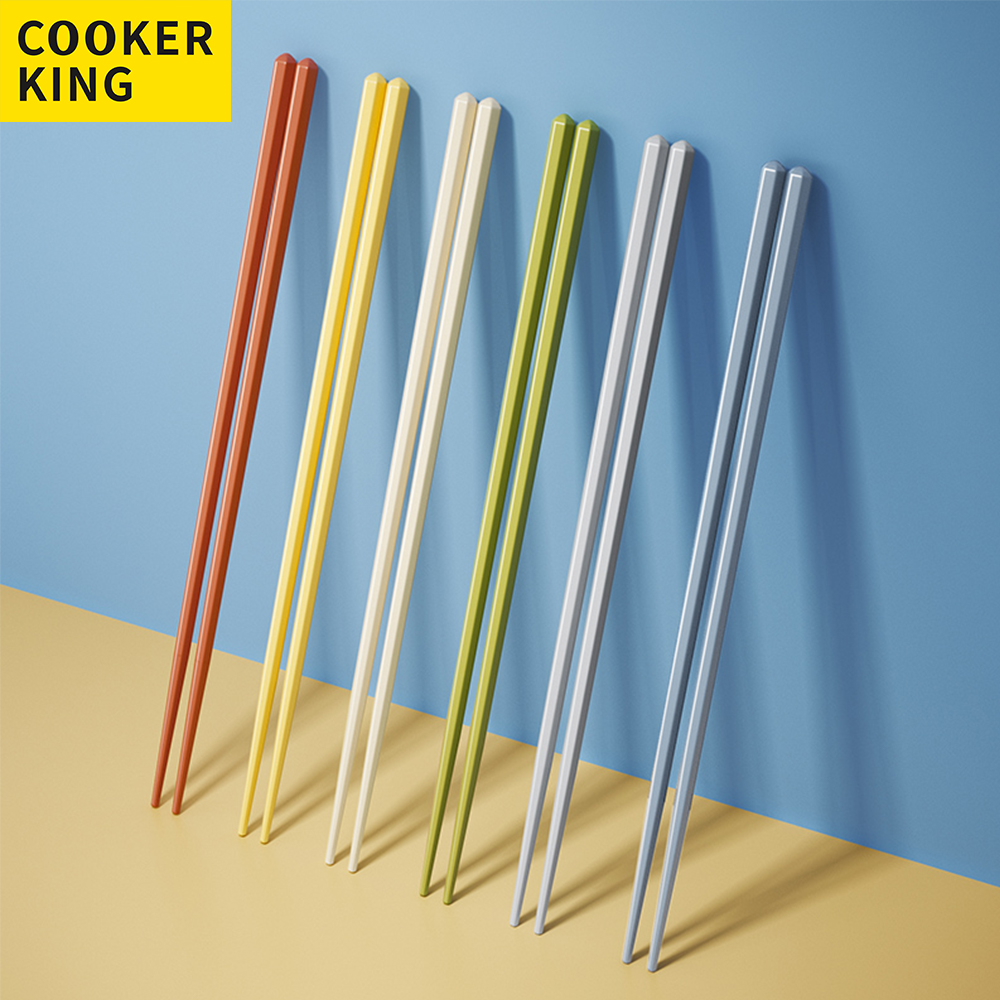Gambar READY STOCK_COOKER KING [Mildew Proof Antibacterial] 100% Healthy 24cm Colorful  Chopstick Kitchen Utensils Non slip Heat resistant 5 color (10 pair set)