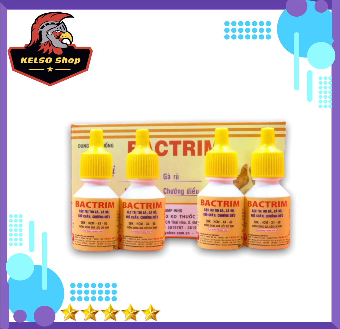 Thuốc gà đá Bactrim gà rù, gà toi 1 hộp 10 lọ