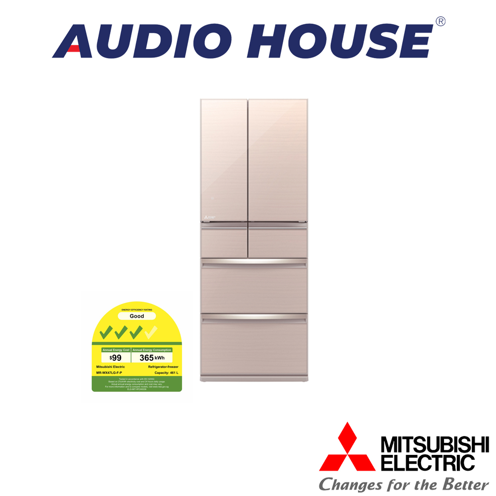MITSUBISHI MR-WX70G W-P 689L 6 DOOR FRIDGE COLOUR: GLASS WHITE
