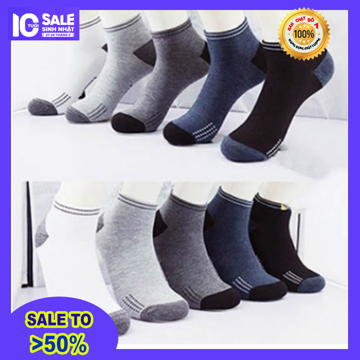 [VỚ XỊN GIÁ RẺ] 5 Đôi Tất Nam Cổ Ngắn Thun Cotton Dày Mịn Kháng Khuẩn, Thoáng Khí, Hút Ẩm Tốt, Tất Nam, Vớ Nam Cao Cấp, Hàng Xuất Nhật