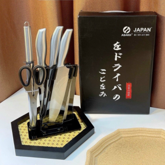 Bộ Dao Làm Bếp, Bộ Dao Kéo Nhà Bếp, Bộ Dao Kéo 6 Món Nhật Bản Cao Cấp, Inox Nhật Bản