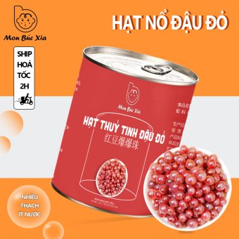 Hạt Thuỷ Tinh Đậu Đỏ, Hạt Nổ Đậu Đỏ Đài Loan đóng hộp thơm ngon dùng làm topping trà sữa, chè và đồ uống 900g