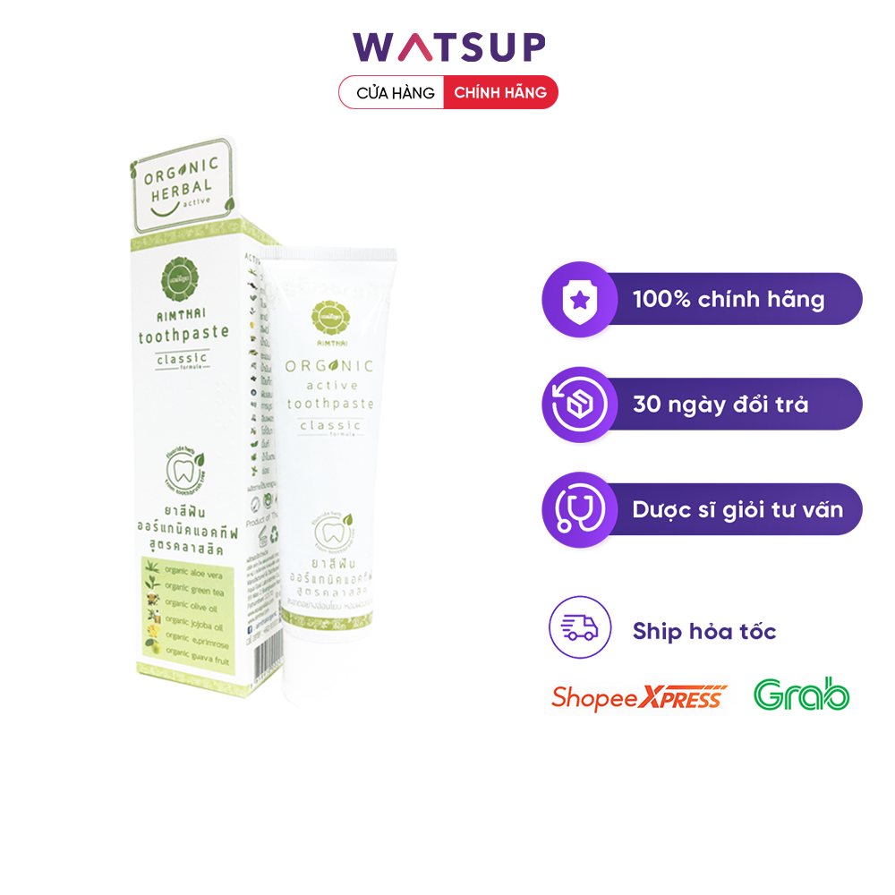 Kem Đánh Răng Thảo Dược Organic Aimthai Classic - Chiết Xuất Và Tinh Dầu Thảo Dược Organic