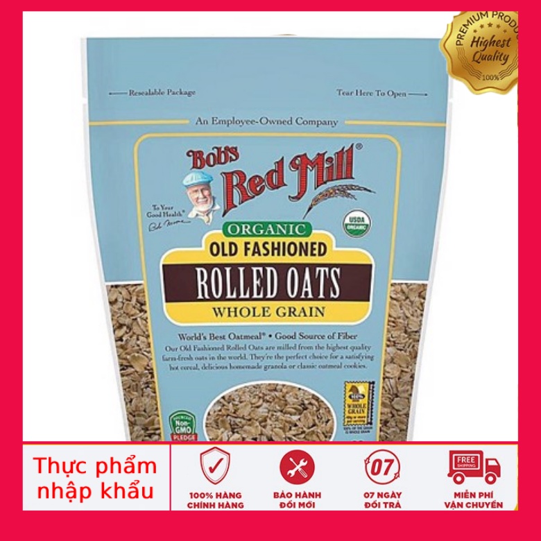 Yến Mạch Bob Red Mill organic oldfashioned cán cỡ vừa 454g-USA