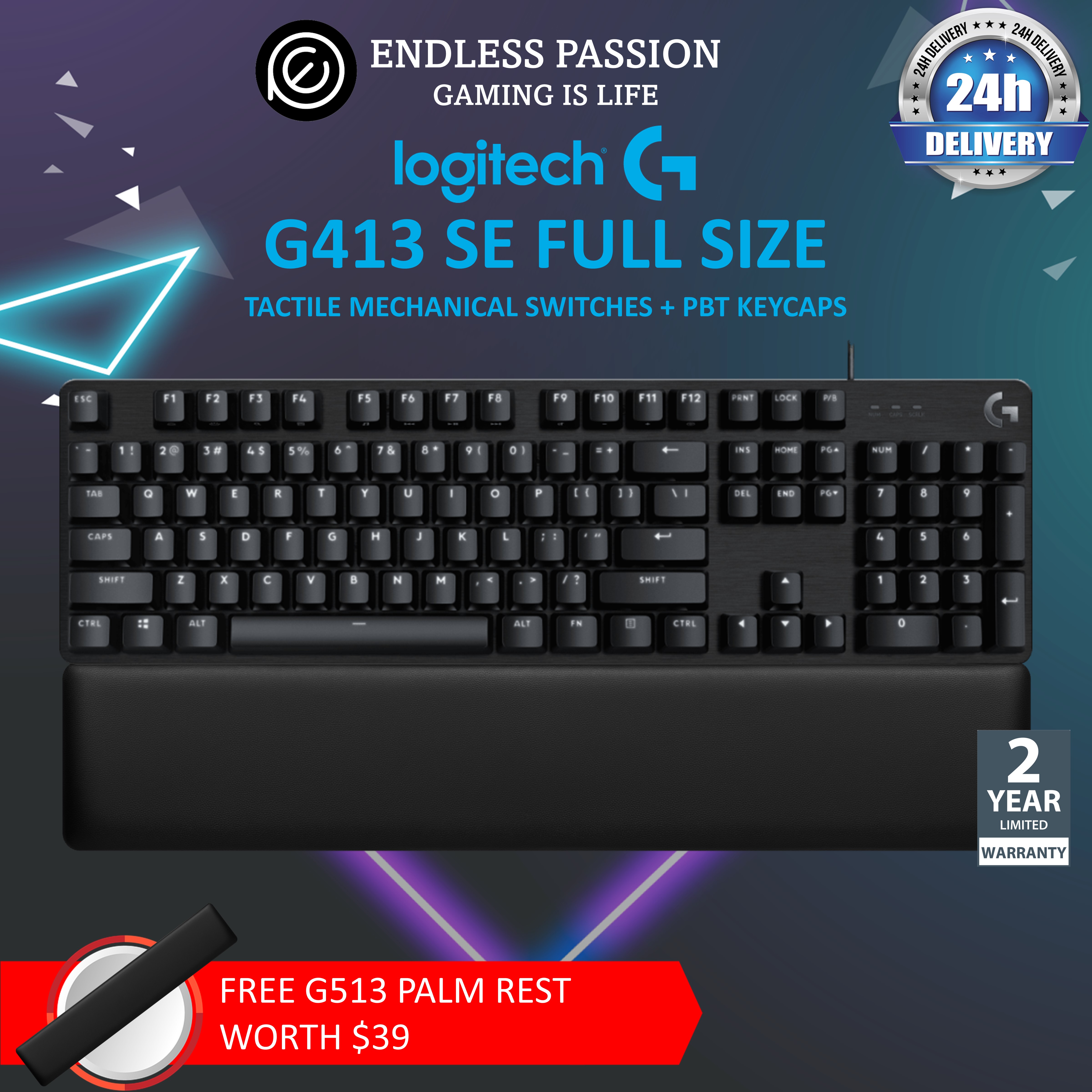 Logitech Palm Rest for Mechanical Gaming Keyboard Suitable for G413, G512, G610 Singapore