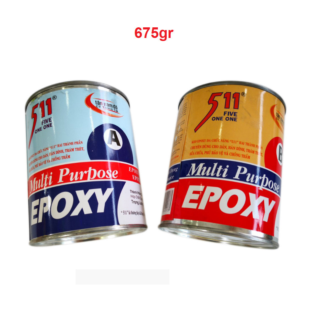 Keo AB Epoxy 511 dán đá dán nhựa dán gỗ dán kim loại 675gr