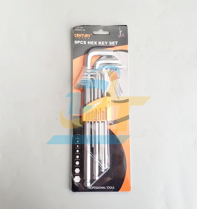 Bộ lục giác đầu bi 9 cây hệ mét 1.5-10mm century 060803c-9l