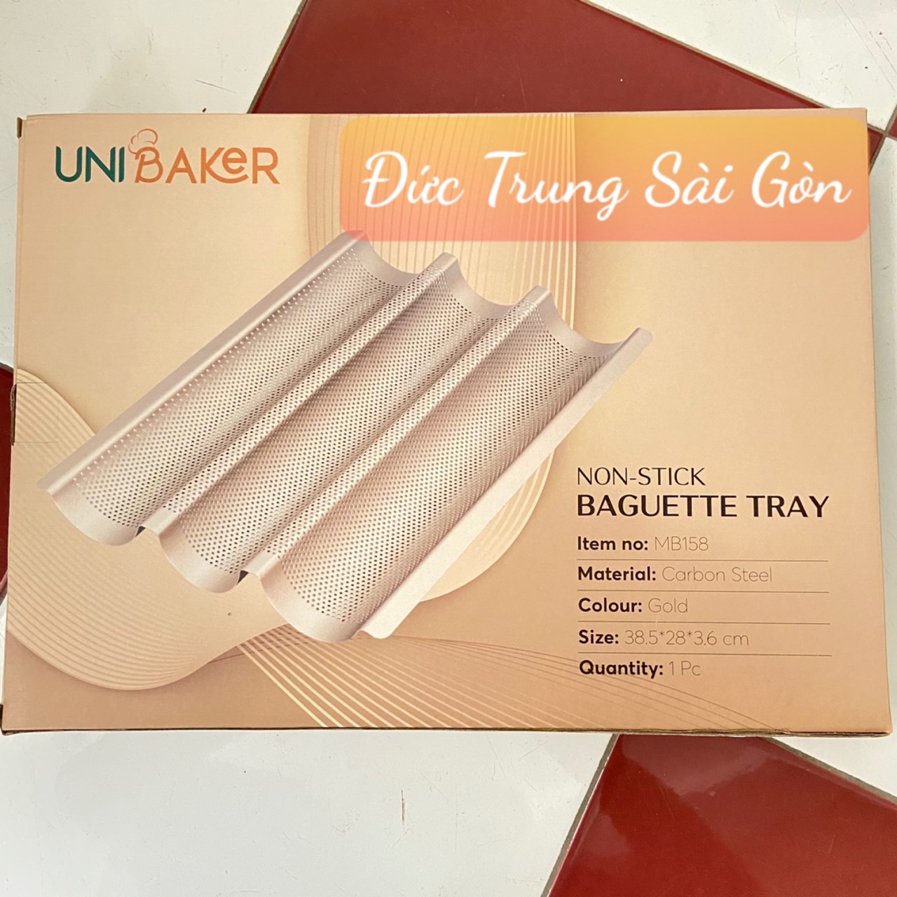 Khay nướng bánh mì 3 rãnh chống dính, thép cacbon
