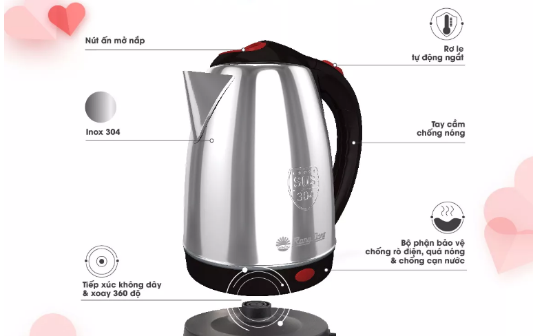 Ấm điện siêu tốc rạng đông 1.8l- rd-ast18st2