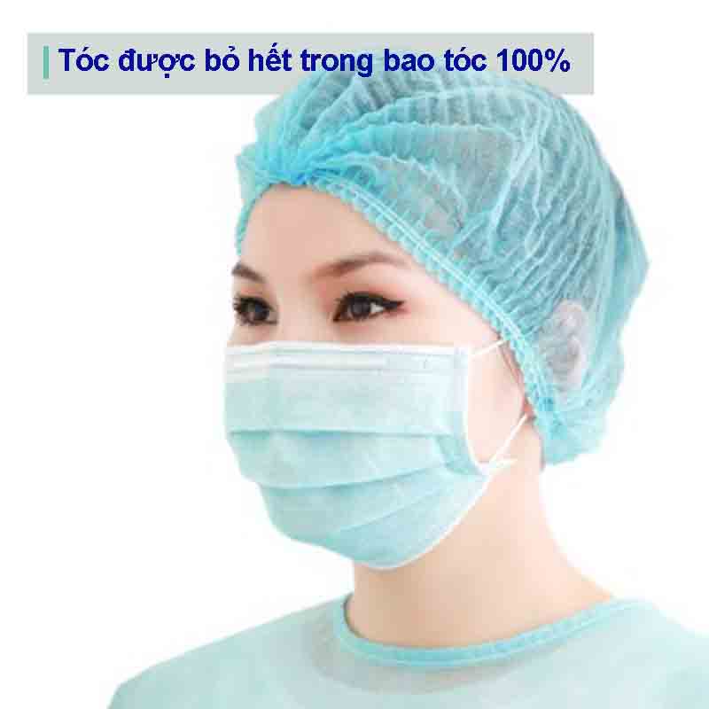Bao trùm tóc y tế Medipro, 100c/túi, trùm tóc khu vực bếp ăn, vệ sinh, spa, y tế