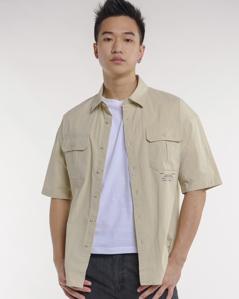 Mens khaki shirt short on sale sleeve