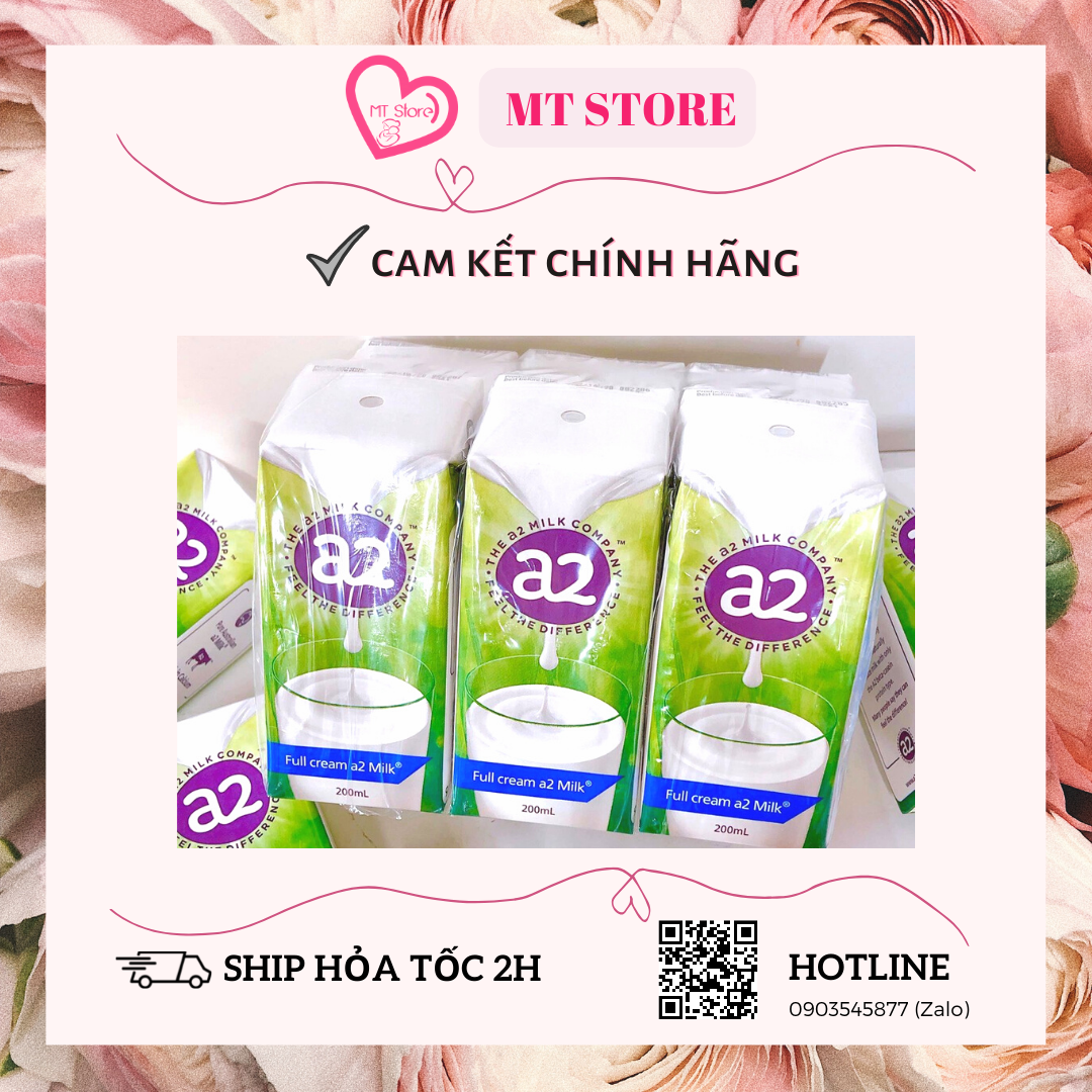 💕mẫu mới💕 thùng sữa nước a2 nguyên kem 200ml x 24 hộp