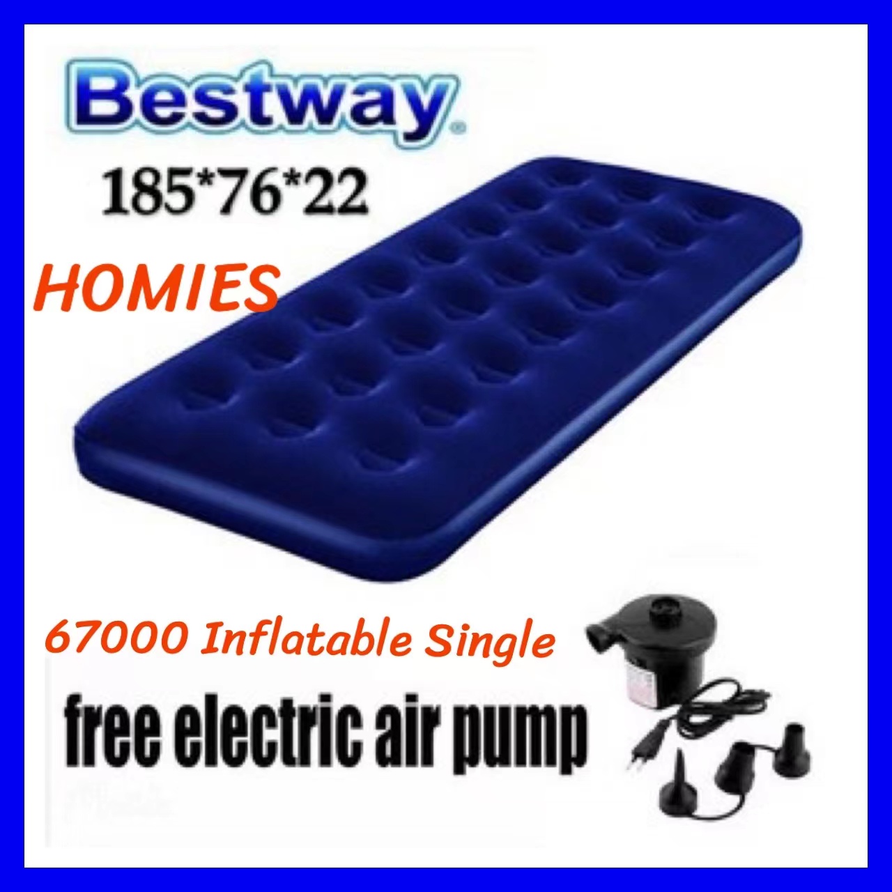 Bestway Homies Inflatable Single Air Bed with Free Pump