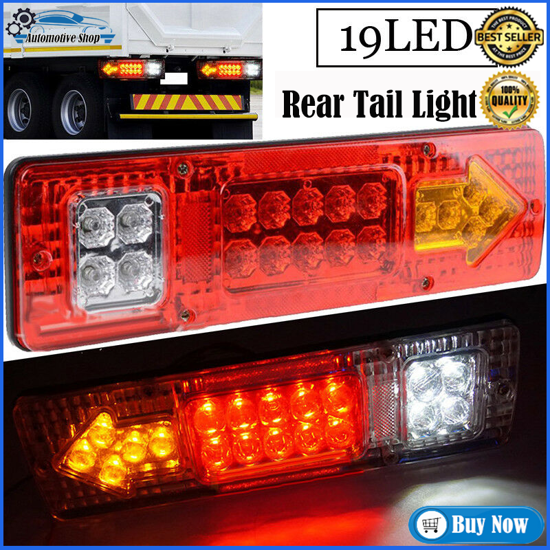 Đèn hậu phía sau Phanh đèn tín hiệu rẽ Đèn lùi Chống thấm nước 12V 19-LED Đa năng cho xe tải rơ moóc
