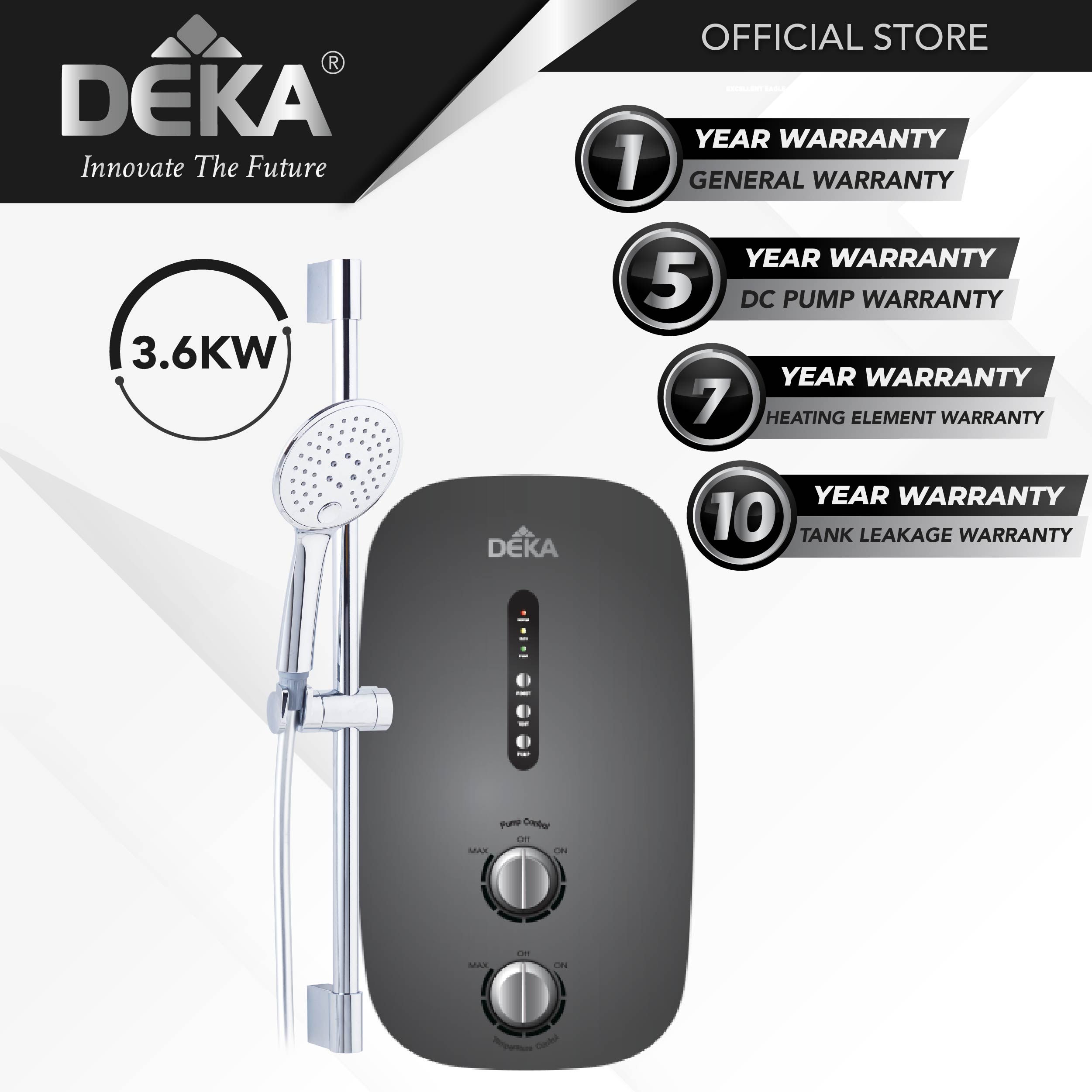 Deka 3.6KW PRO 30 DG Turbo Jet Ac Pump Water Heater with Rain Shower Head |  Lazada