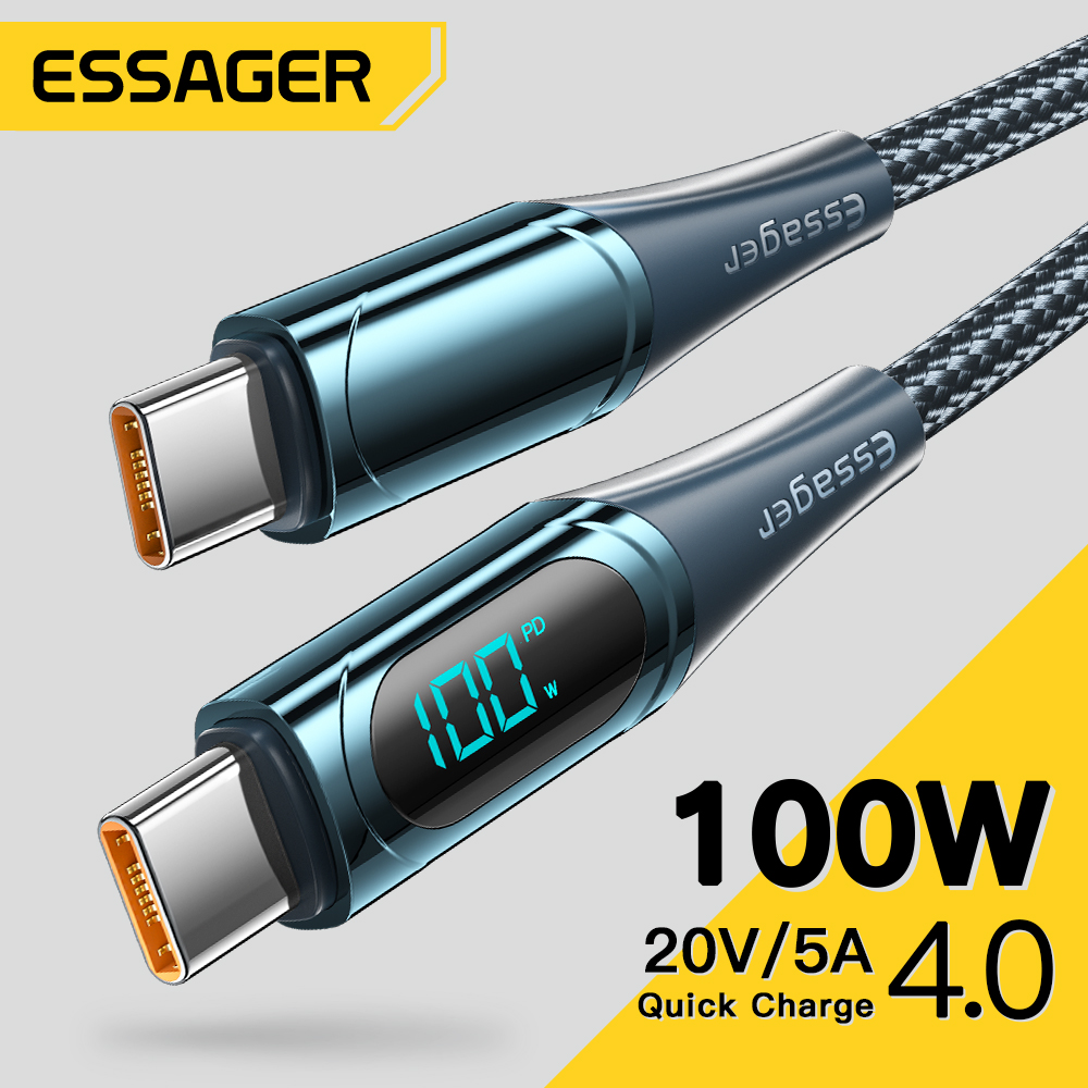 Essager USB Type C To USB C Cable 100W/5A PD Fast Charging Charger Wire Cord For Macbook Xiaomi Sams