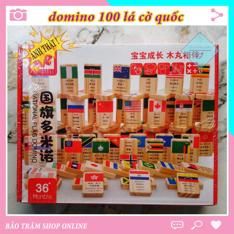 Đồ chơi gỗ Domino Lá cờ các quốc gia trên thế giới với 100 quốc gia giúp bé nhận biết cờ các quốc gia trên thế giới