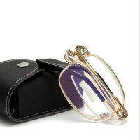 Folding Reading Glasses with Leather Case Anti-Blue Anti-Radiation Progressive Bifocal Glasses for Men Portable Magnifying Eyeglasses +100~+400 PTQ