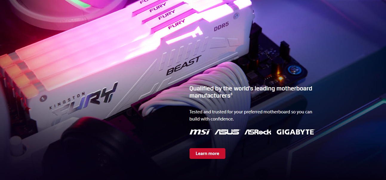 Kingston Fury Beast RGB 16GB/32GB/64GB 6000MT/s DDR5 CL40 DIMM