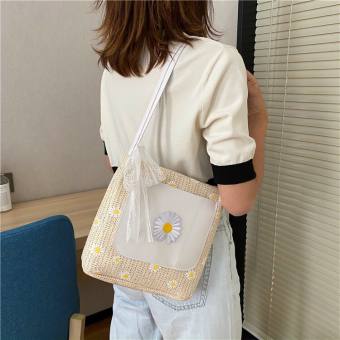 Túi cói hoa cúc, túi summer đi biển có khăn thắt nơ dễ thương đeo vai cho chị em HOT HIT