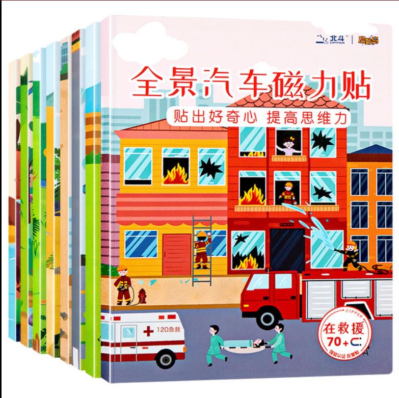 Portable Magnetic Sticker Book Reusable Scenarios Books Cartoon Cognition  Preschool Educational Montessori Learning Toy 3-6 Gift