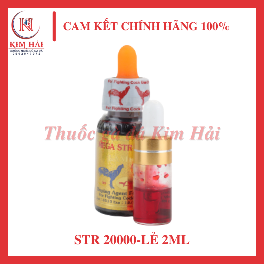 Str 20000-chiết lẻ 2ml-[nhỏ trước đá 30 phút]-chuyên dùng cho gà tre,giúp gà tăng bo,tải cựa,bền sức.