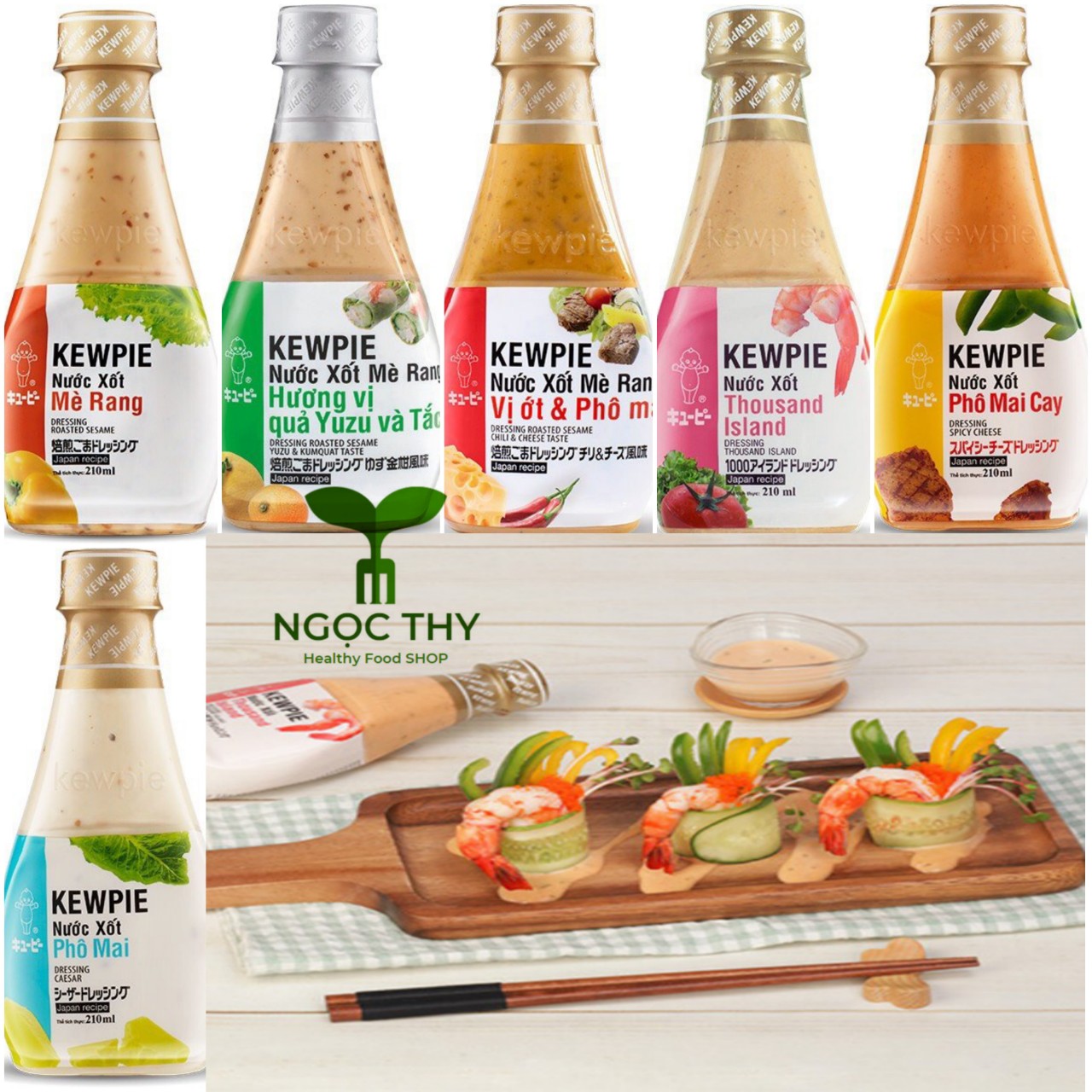 Nước xốt chấm Kewpie vị sốt mè rang phô mai thousand island chai 210ml