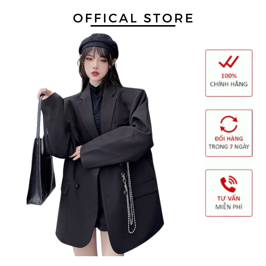 Áo khoác F2051 Kiểu dáng áo blazer nữ form rộng Hàn Quốc kèm phụ kiện Unisex, FEAT FASHION mẫu mới, Chất liệu cotton lạnh cao cấp , Thanh lịch Sang trọng Trẻ trung