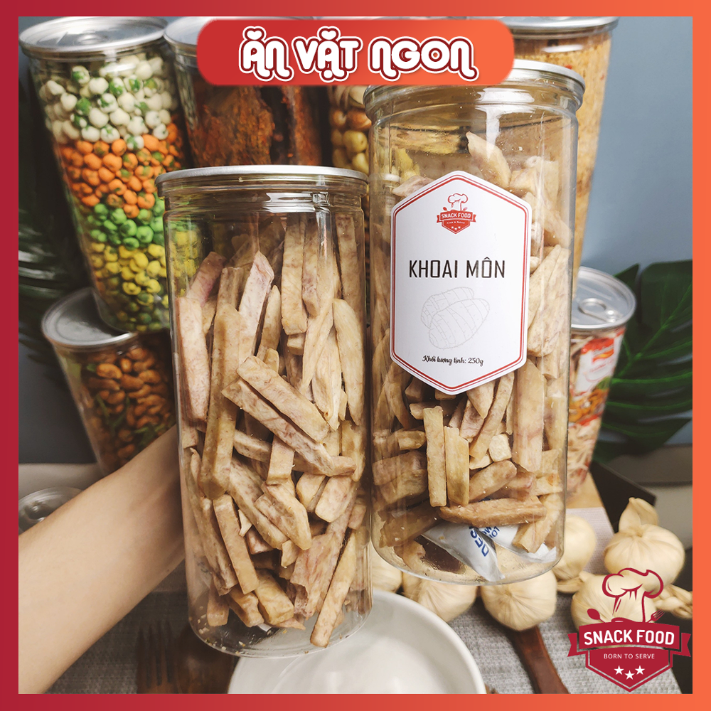 Khoai môn sấy giòn không đường, hủ pet 300g, ăn vặt snackfood