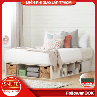 Giường ngủ gỗ hiện đại SMLIFE Scottie  Gỗ MDF dày 17mm chống ẩm  D205cm x R165cm x C35cm