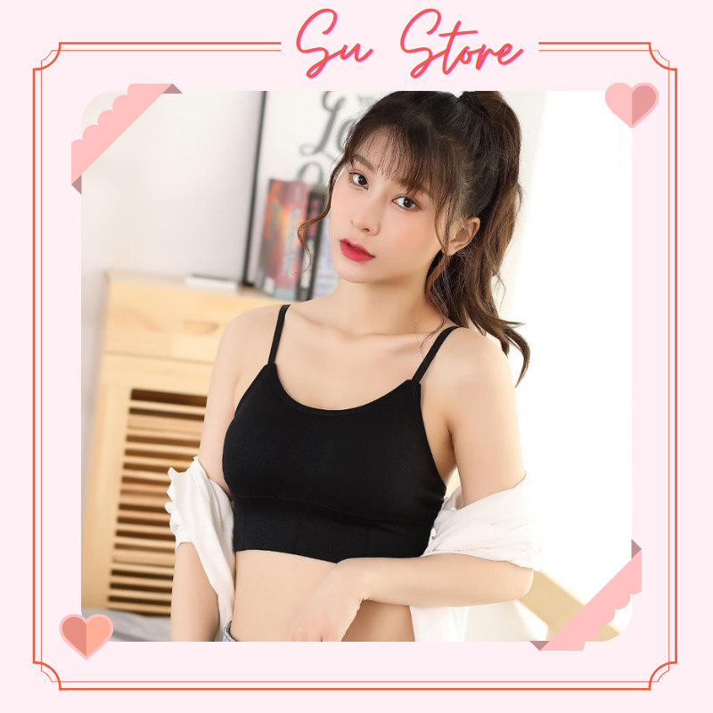 Áo bra nữ 2 dây nâng ngực SU STORE OFFICIAL áo liền dây, áo lót nữ cotton mút dày dặn tập gym co giãn tốt, áo thể thao mút mỏng có thể tháo rời
