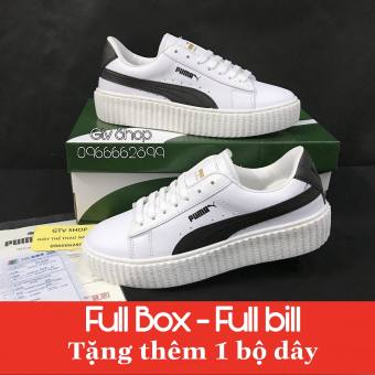 Full box - Full Bill - Tặng thêm 1 bộ dây - Giày thể thao sneaker pu.ma trắng đen (Loại đế vân răng cưa).