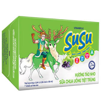 Sữa Chua Uống Tiệt Trùng Vinamilk SuSu hương Táo Nho - Thùng 48 chai 80ml