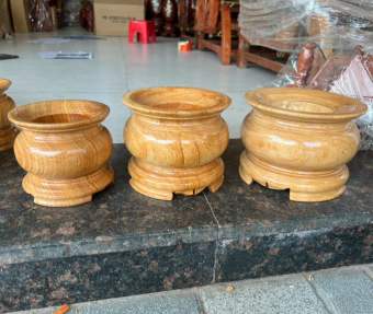 Bát nhang - lư hương gỗ gõ nguyên khối - nhiều size